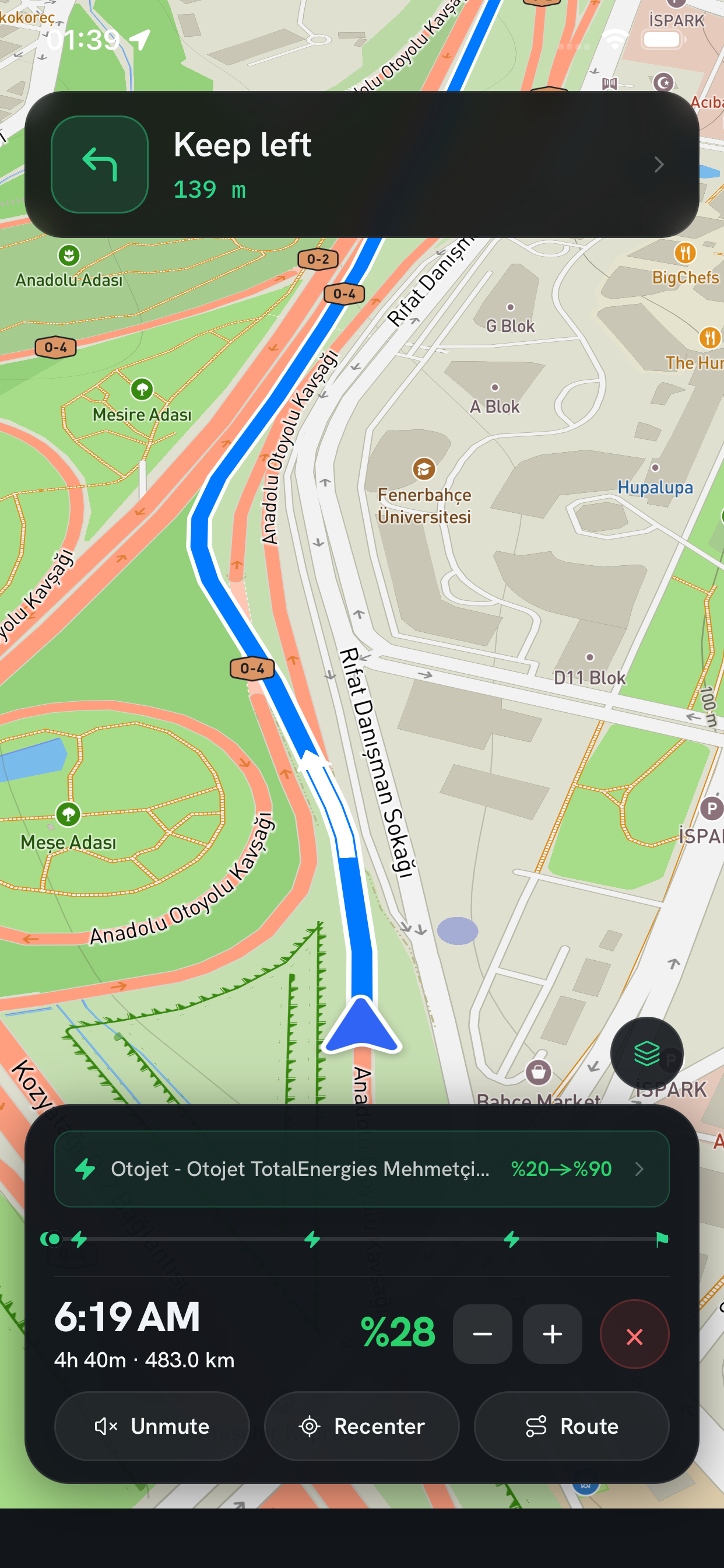 Smart route with charging stops